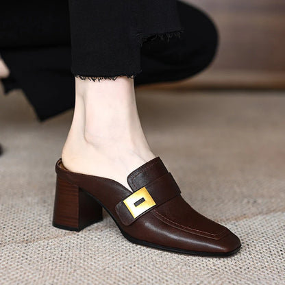 Women's Slide Sandals Chunky Heel Casual 4