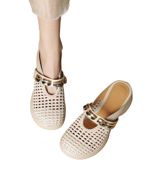 Women's Slide Sandals Chunky Heel Hollow Out Design 0