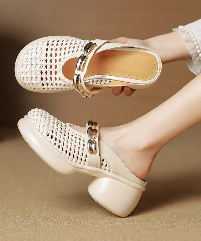 Women's Slide Sandals Chunky Heel Hollow Out Design 1