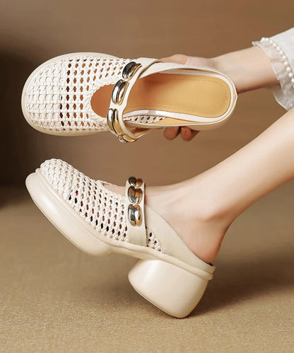 Women's Slide Sandals Chunky Heel Hollow Out Design 1