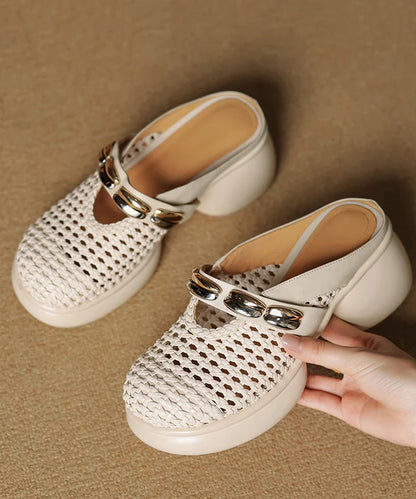 Women's Slide Sandals Chunky Heel Hollow Out Design 4