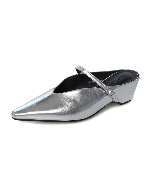 Women's Slide Sandals Chunky Heel Pointed Toe 4