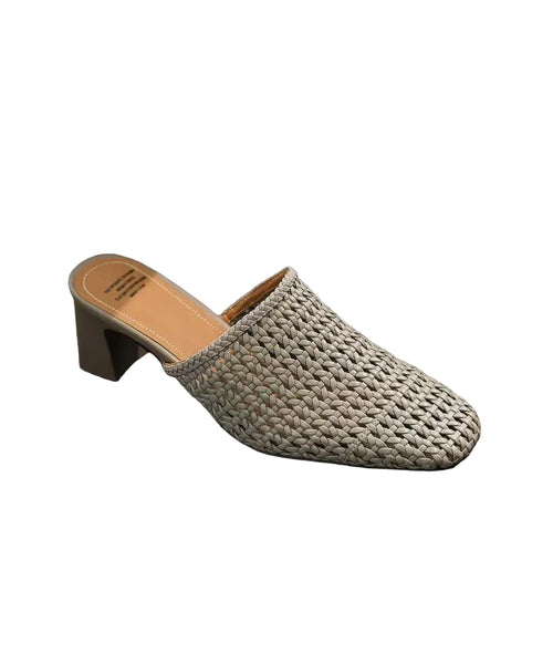 Women's Slide Sandals Chunky Heel Weave Design 0