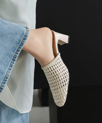 Women's Slide Sandals Chunky Heel Weave Design 1