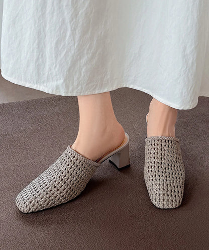 Women's Slide Sandals Chunky Heel Weave Design 2