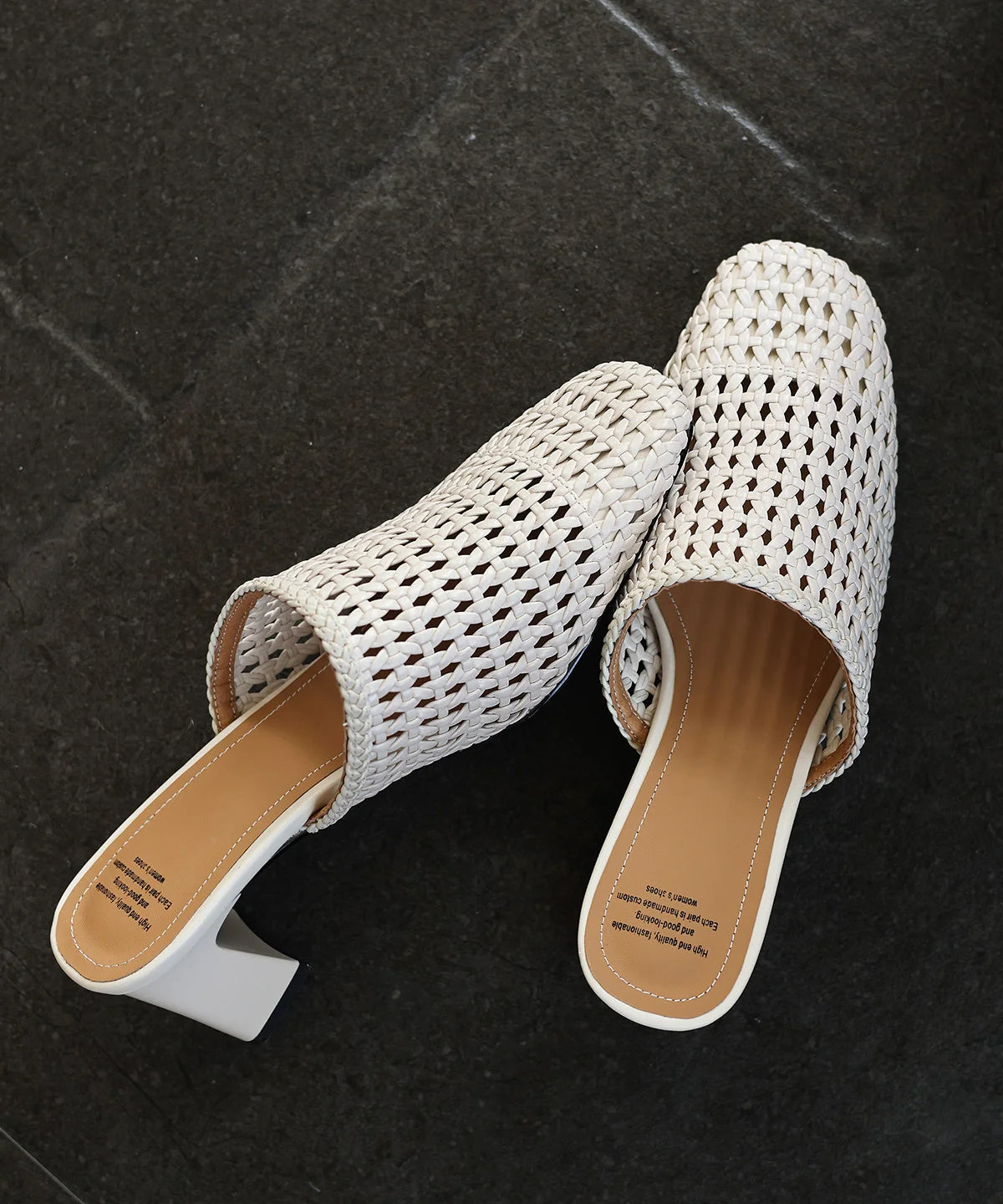 Women's Slide Sandals Chunky Heel Weave Design 3