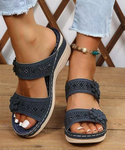Women's Slide Sandals Wedge Floral Splicing 1