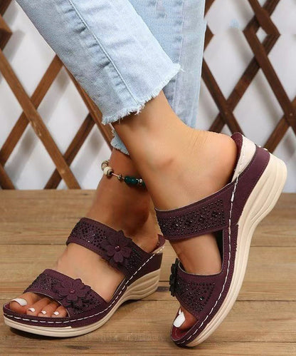 Women's Slide Sandals Wedge Floral Splicing 2