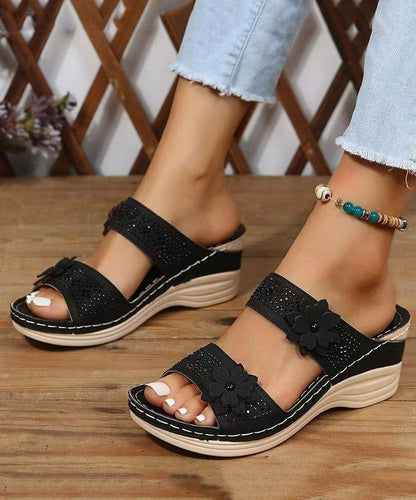 Women's Slide Sandals Wedge Floral Splicing 3