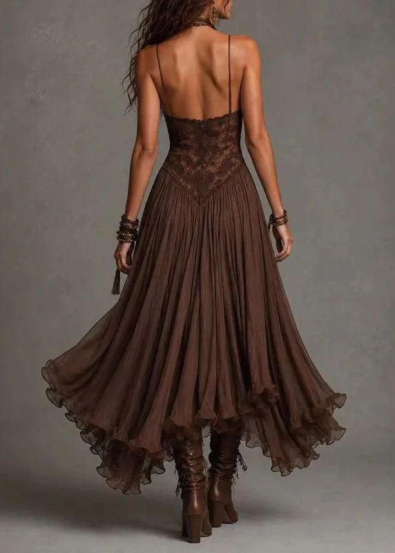 Women's Spaghetti Strap Dress Patchwork Lace Summer Style 1