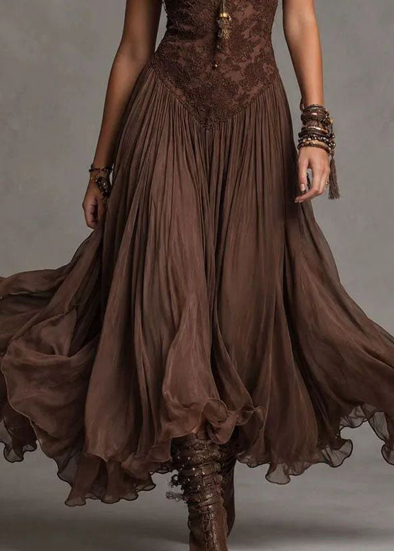 Women's Spaghetti Strap Dress Patchwork Lace Summer Style 4