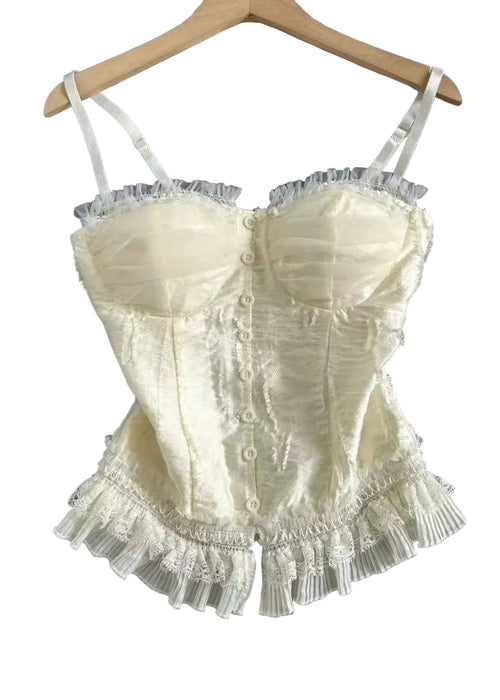 Women's Spaghetti Strap Top Patchwork Lace Summer Style 0