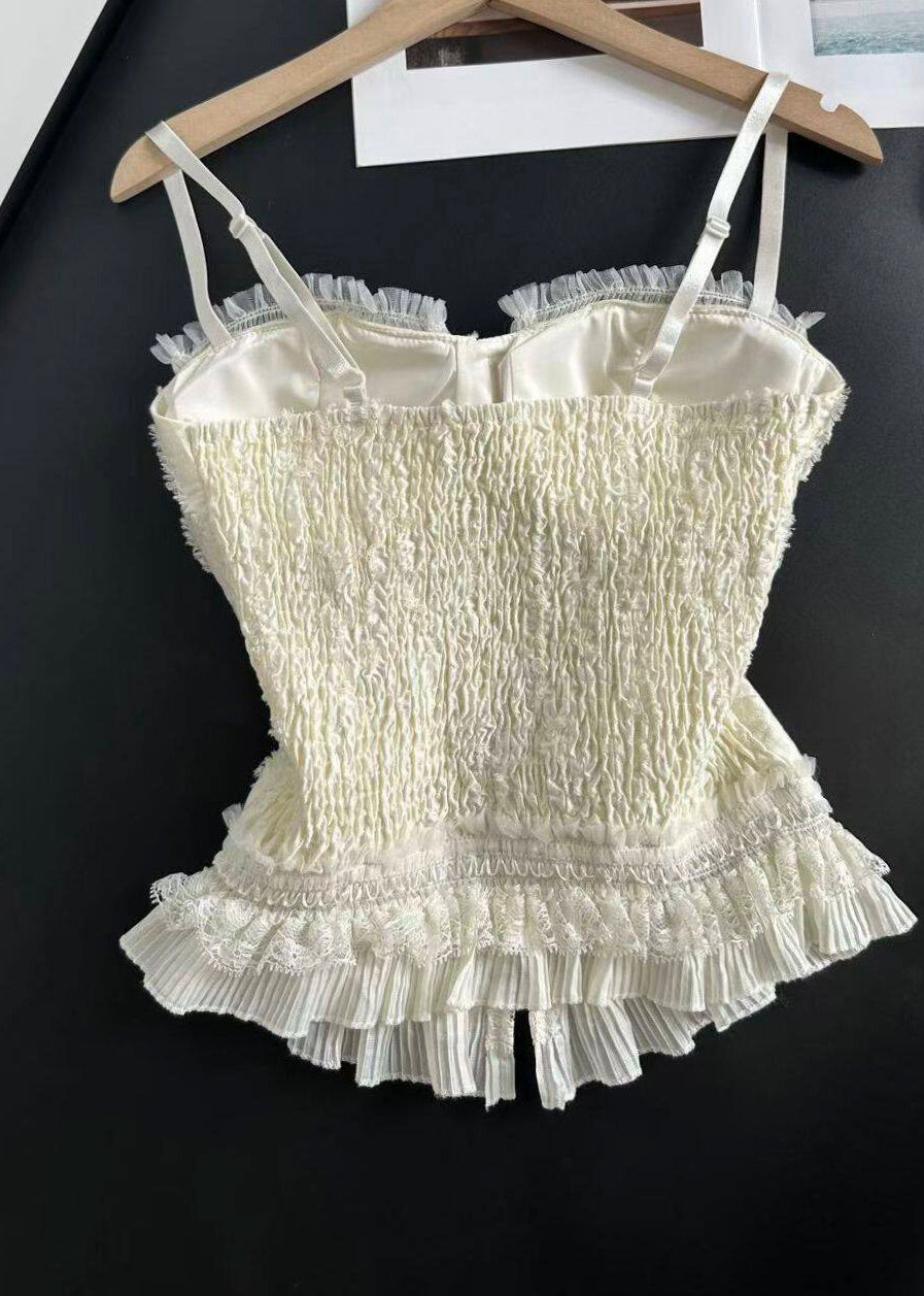 Women's Spaghetti Strap Top Patchwork Lace Summer Style 1