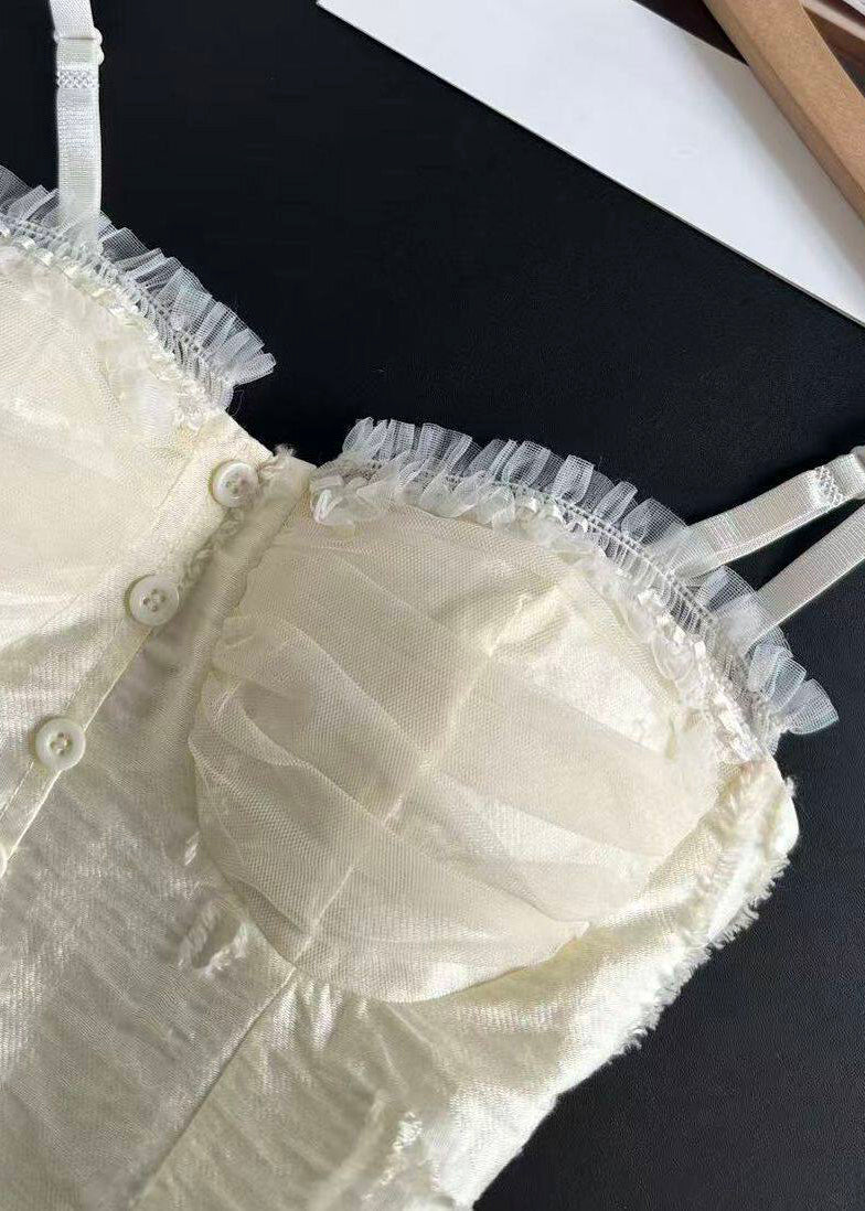 Women's Spaghetti Strap Top Patchwork Lace Summer Style 4