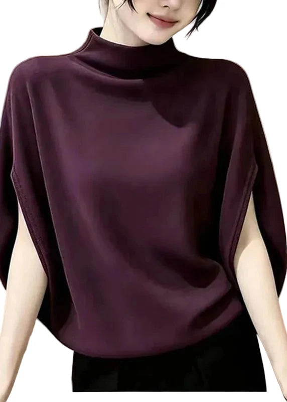 Women's Stand Collar Top Short Sleeve Solid 0