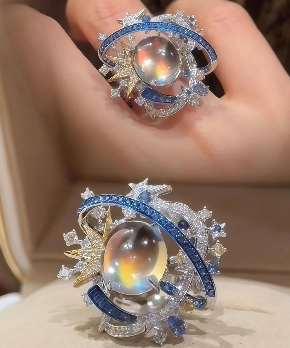 Women's Star and Planet Ring Set Unique Design 3