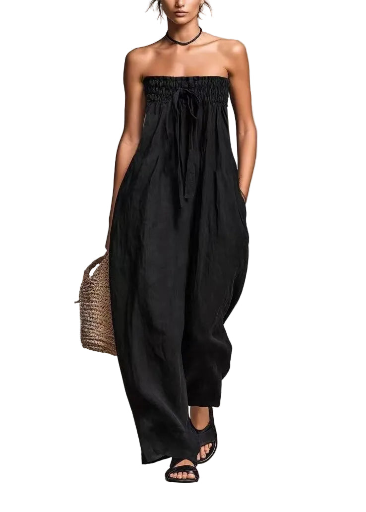Women’s Strapless Jumpsuit Drawstring Sleeveless 0