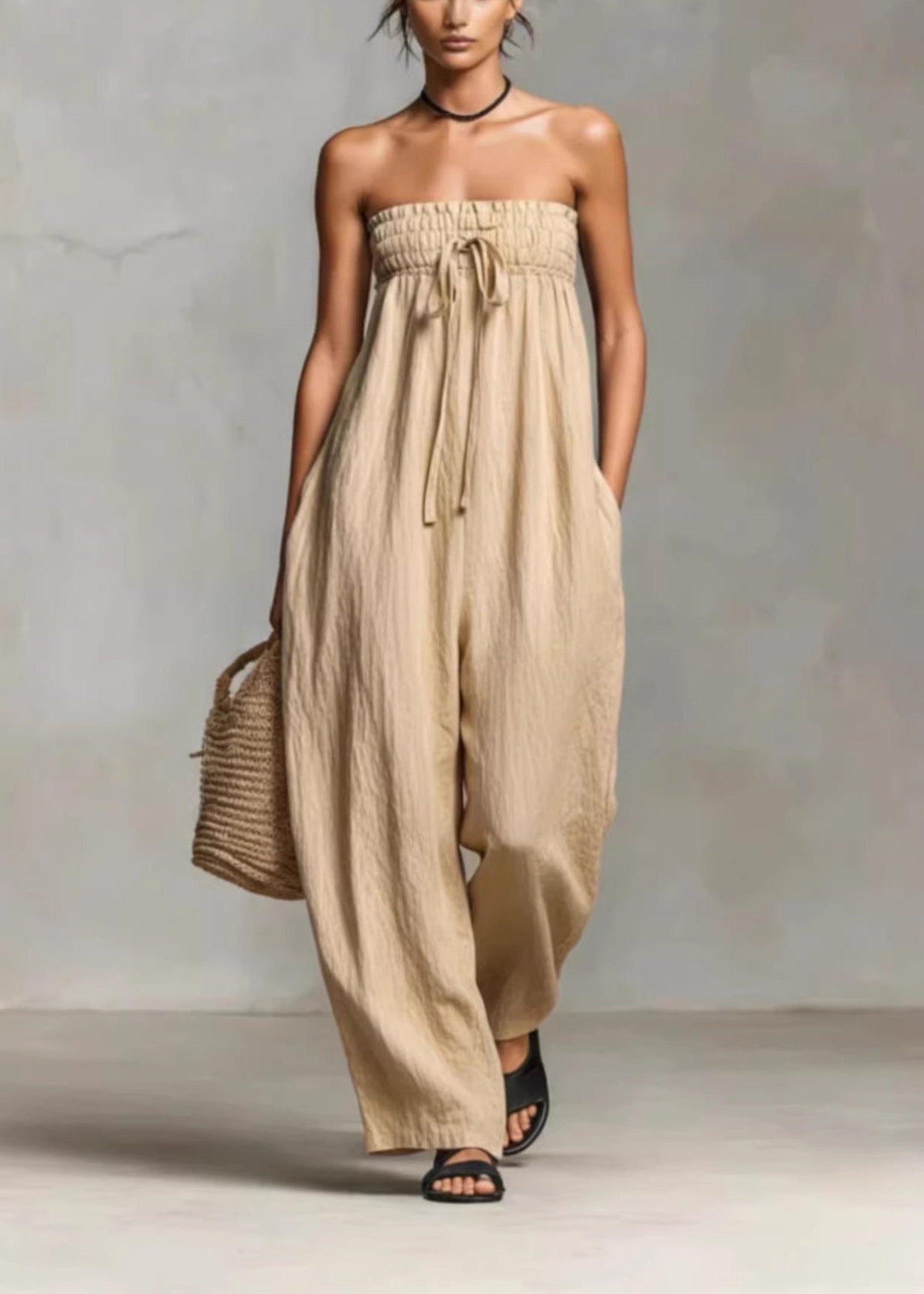 Women’s Strapless Jumpsuit Drawstring Sleeveless 3