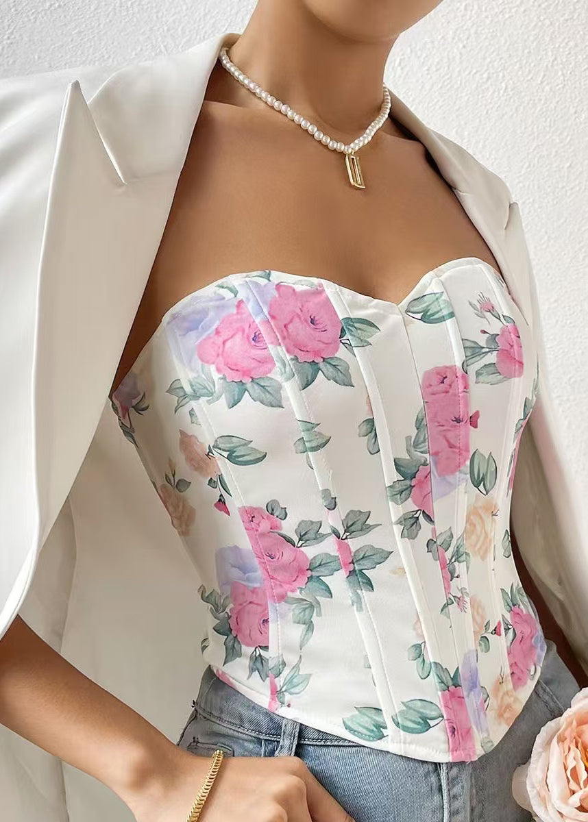 Women's Strapless Tank Top Printed Summer Style 0