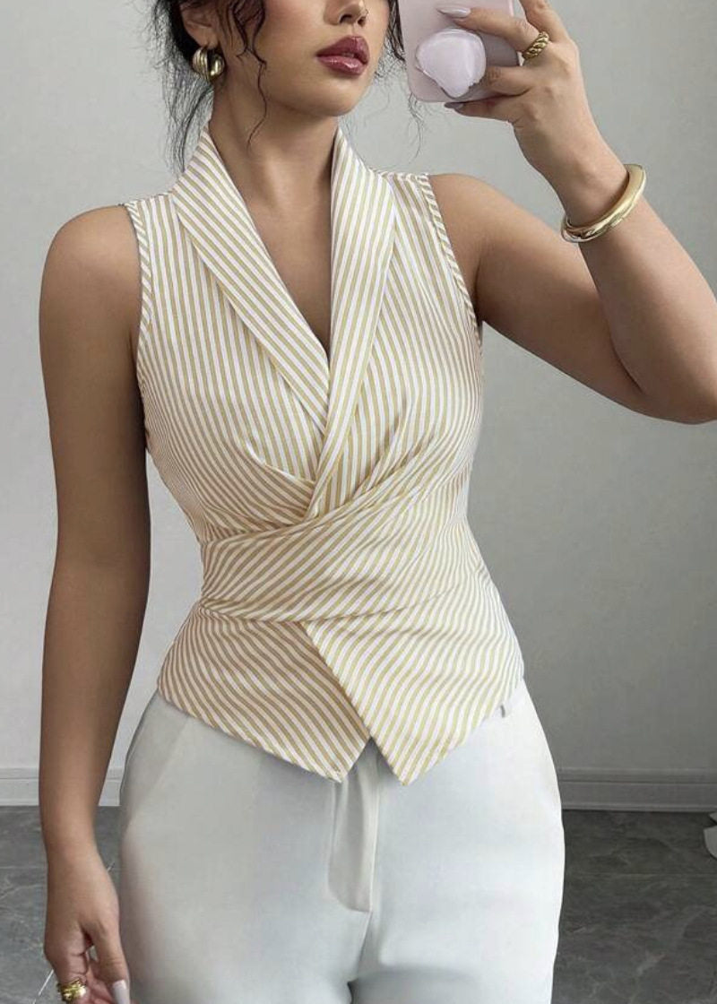 Women's Striped Top Peter Pan Collar Summer Style 1