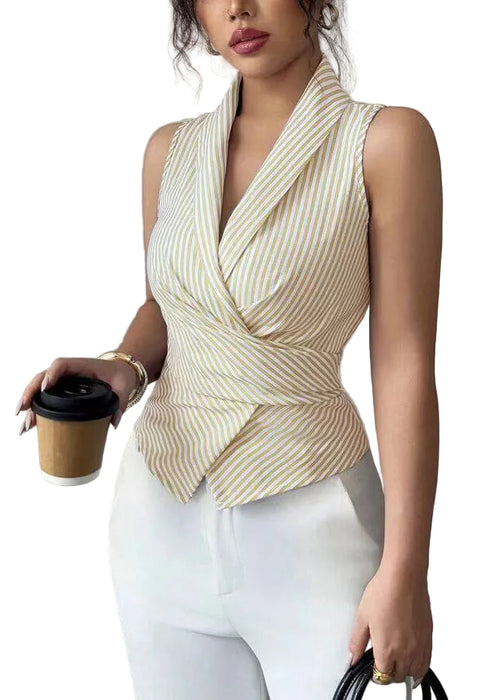 Women's Striped Top Peter Pan Collar Summer Style 2