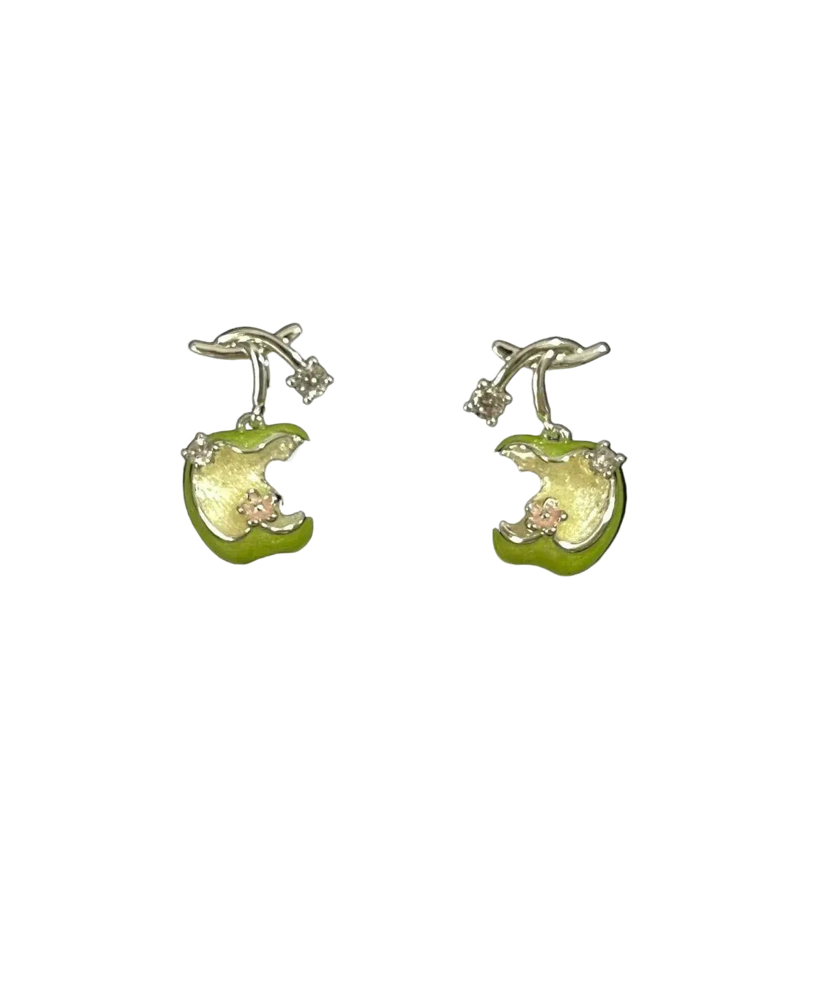 Women's Stud Earrings Apple Design Dripping Glaze Style 0