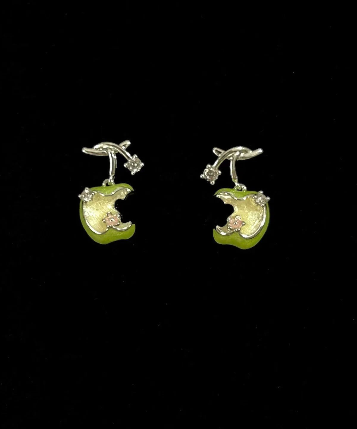 Women's Stud Earrings Apple Design Dripping Glaze Style 3