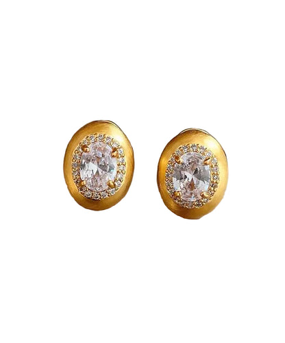 Women's Stud Earrings Pigeon Egg Style with Zircon Accents 1