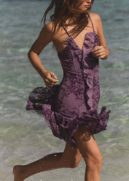 Women's Summer Dress Asymmetrical Ruffled Spaghetti Strap 1