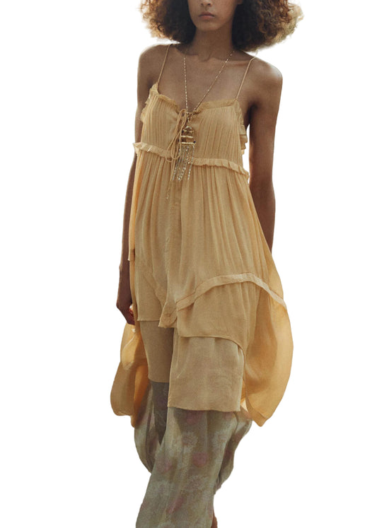 Women's Summer Dress Asymmetrical Ruffled Spaghetti Strap 1