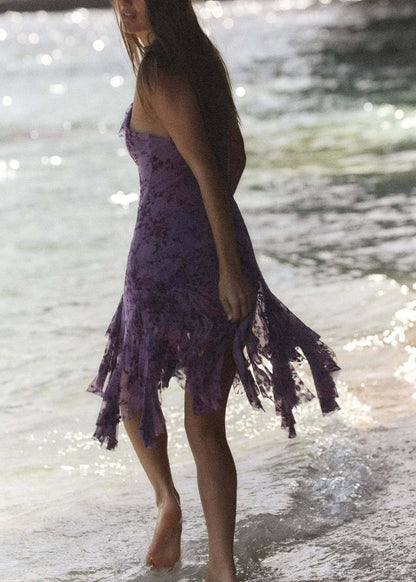 Women's Summer Dress Asymmetrical Ruffled Spaghetti Strap 2