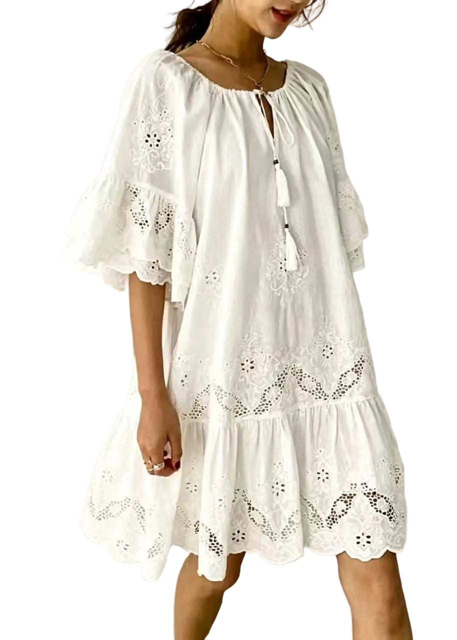 Women's Summer Dress Cut Out Tassel Lace-Up Design 0