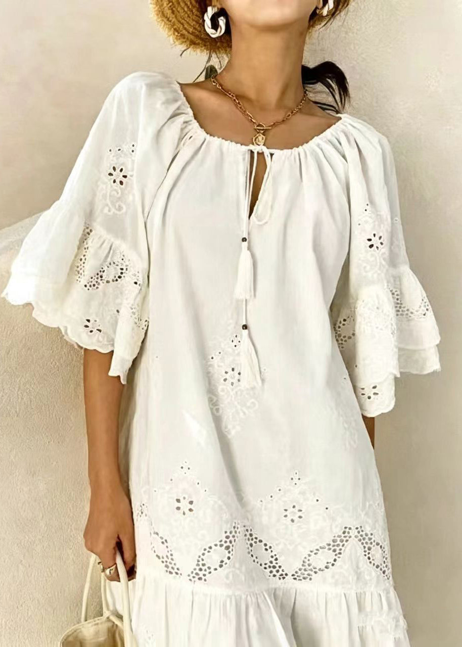 Women's Summer Dress Cut Out Tassel Lace-Up Design 3
