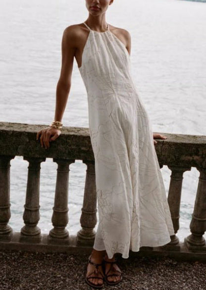 Women's Summer Dress Halter Embroidered 1