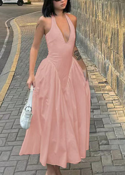 Women's Summer Dress Halter Neck V Neck 1