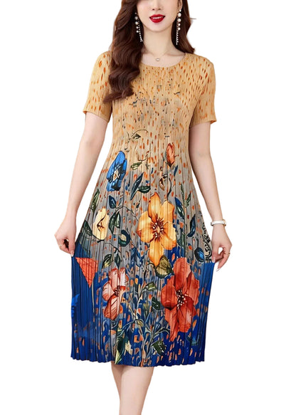 Women's Summer Dress O Neck Printed Relaxed Fit 0
