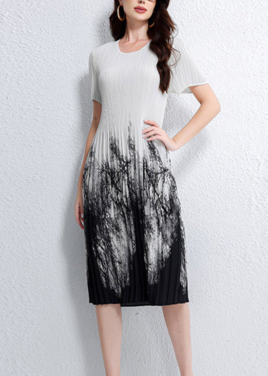 Women's Summer Dress O Neck Printed Wrinkled Style 2