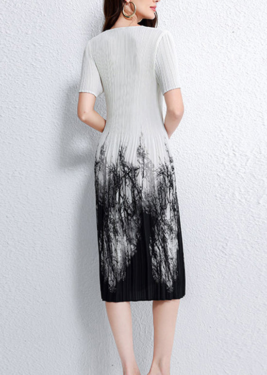 Women's Summer Dress O Neck Printed Wrinkled Style 3