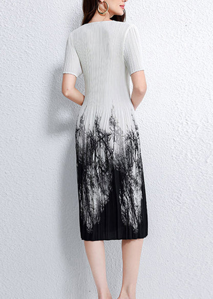 Women's Summer Dress O Neck Printed Wrinkled Style 3