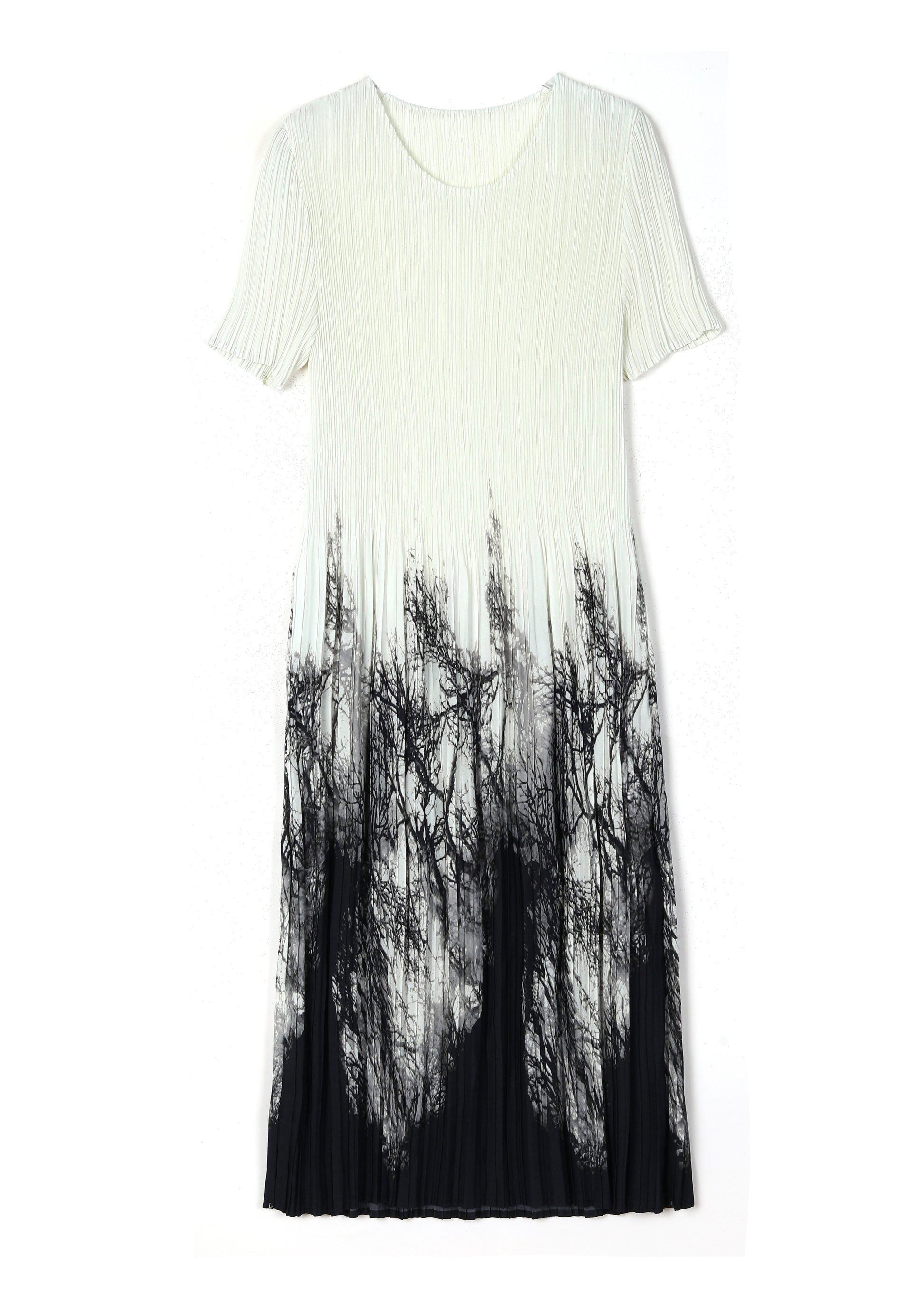 Women's Summer Dress O Neck Printed Wrinkled Style 4