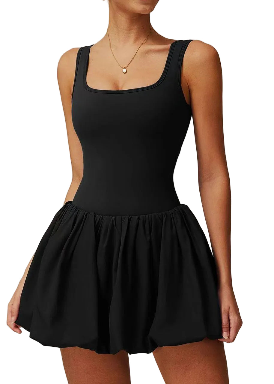 Women's Summer Dress Sleeveless U Neck with Built-In Shorts and Pockets 0