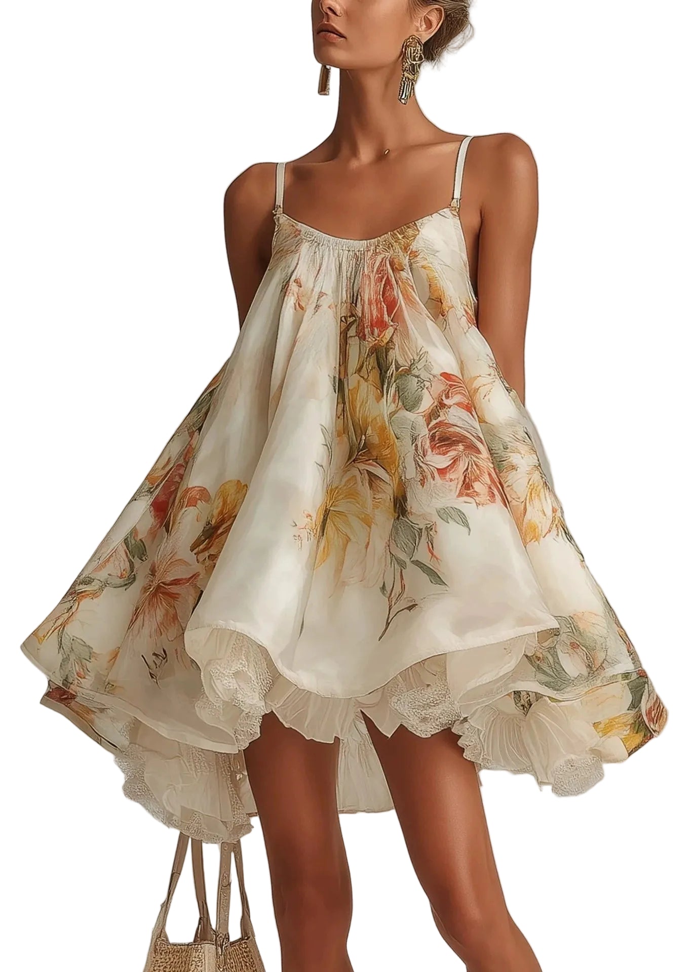 Women's Summer Dress Spaghetti Strap Lace Print 0