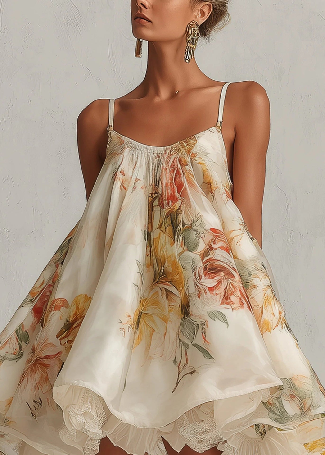 Women's Summer Dress Spaghetti Strap Lace Print 2