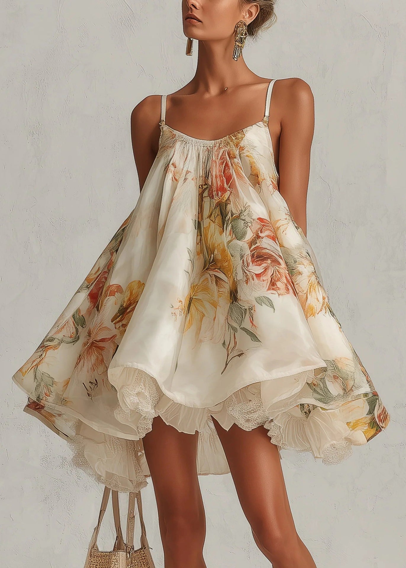 Women's Summer Dress Spaghetti Strap Lace Print 4