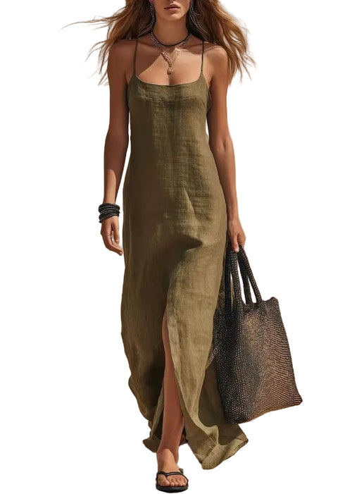 Women's Summer Dress Spaghetti Strap Side Open 0