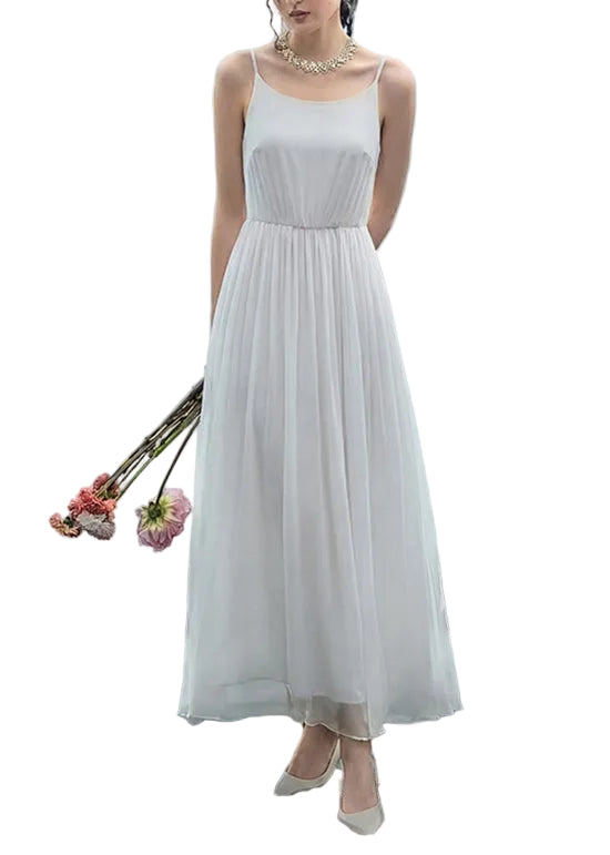 Women's Summer Dress Spaghetti Strap Wrinkled Patchwork 0