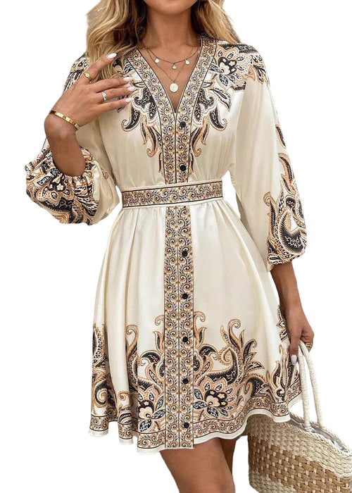 Women's Summer Dress Tie Waist Printed 0
