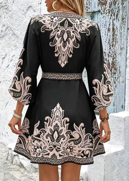 Women's Summer Dress Tie Waist Printed 3