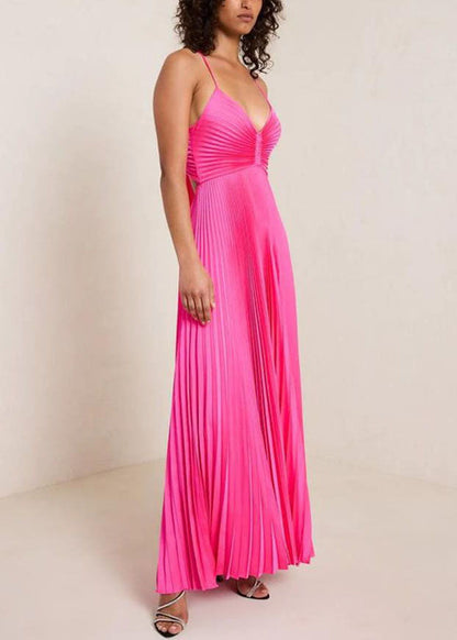 Women's Summer Dress V Neck Lace-Up Spaghetti Strap 1