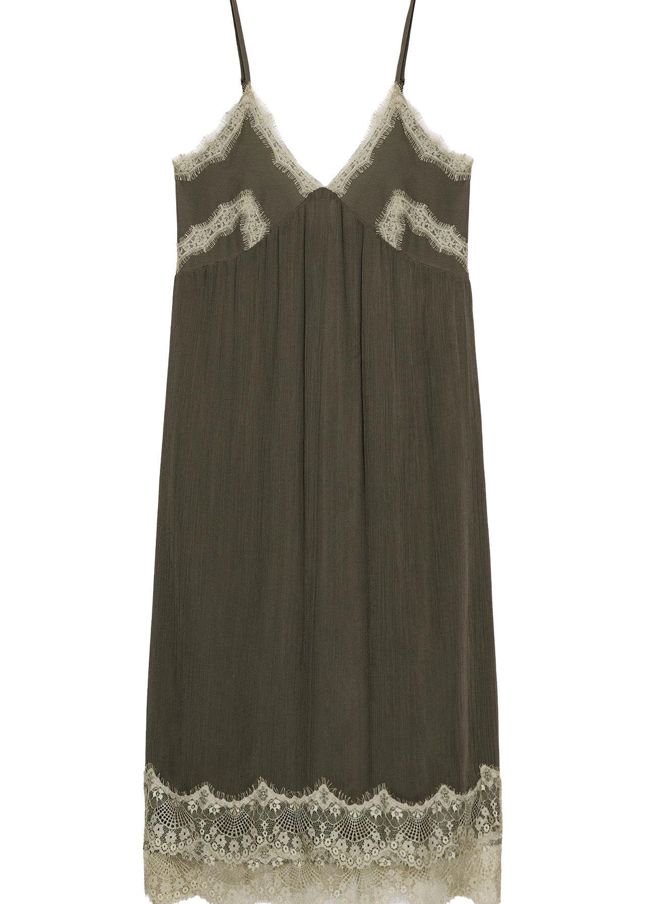 Women's Summer Dress V Neck Patchwork Lace Spaghetti Strap 2